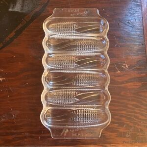 MIRACLE MAIZE INDIANA GLASS CORNBREAD CLEAR 12" BAKING DISH MOLD TRAY MCM EUC